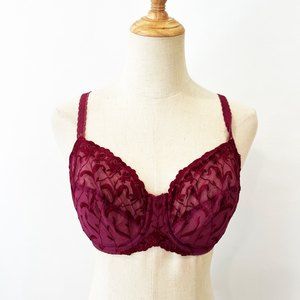 Victoria's Secret Lace Bra Wine Burgundy Underwire Unpadded 34C